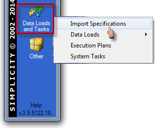 Open Import Spec Search form from Toolbar